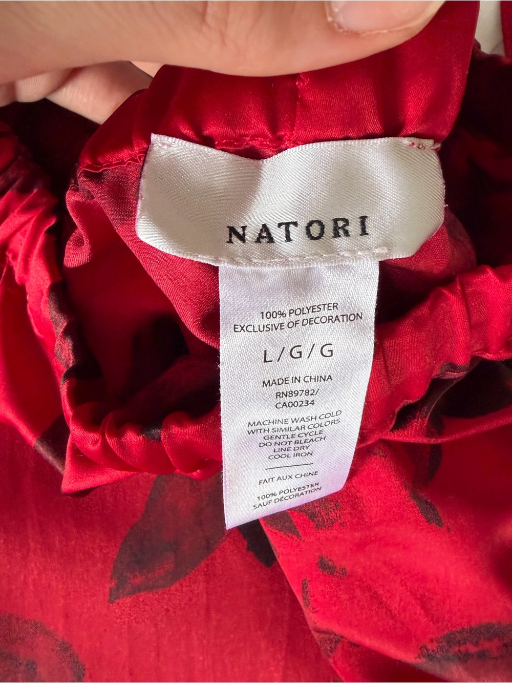 Natori Red Satin Floral Pajama Set - Picture 5 of 5